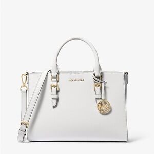 Michael Kors White Satchel with Gold Accents